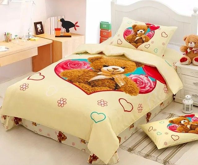 Teddy Bear Bedding Set Duvet Cover Bed In A Bag Sheet Cartoon Cute Baby
