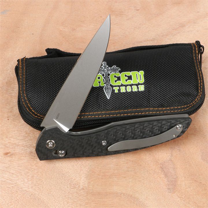 Green Thorn 110 Folding Knife, M390 Powder Steel, Titanium Head