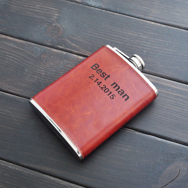 leather hip flask engraved flask gift for best man wedding gift