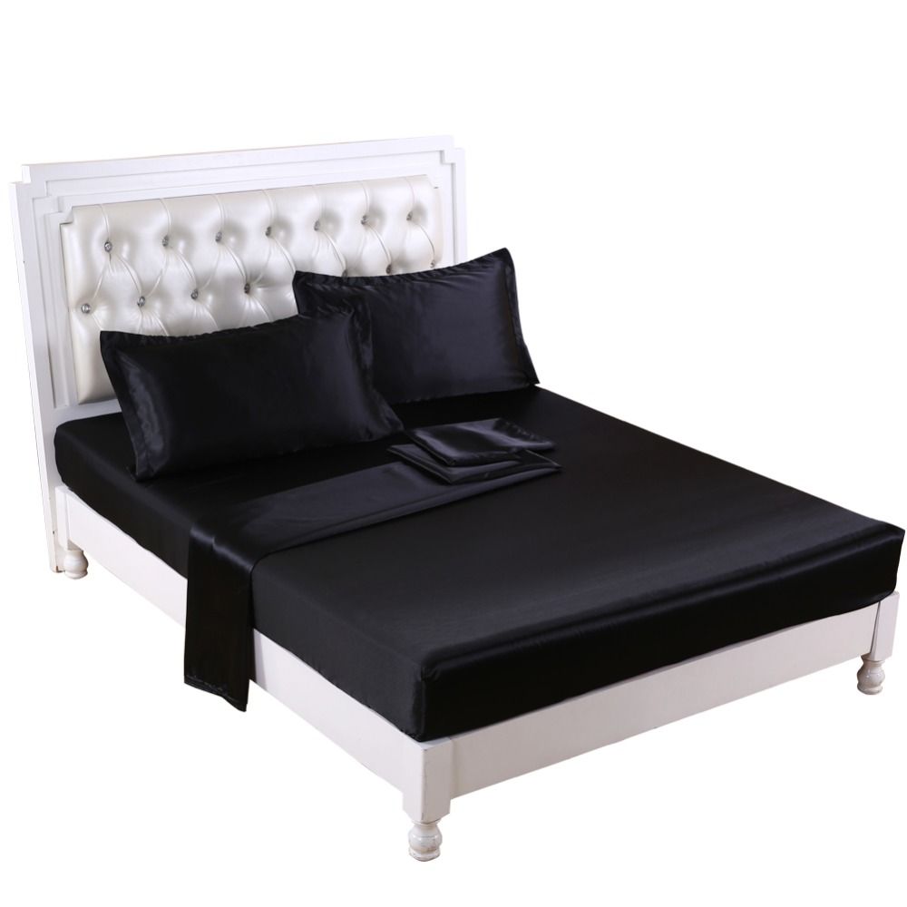 wholesale black satin bed sheet sets queen king california king size modern bed sheet set