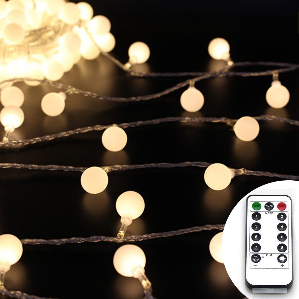 5m 50 Led 10m 100 Globe String Lights Battery Powered Ball Fairy Light With Remote Timer Garden Party Patio