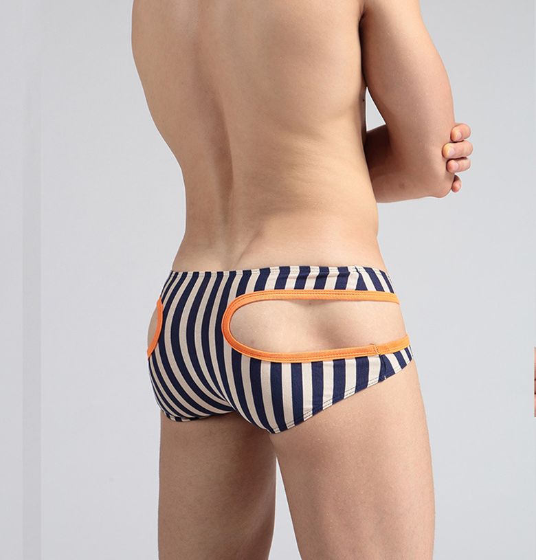 2020 Cotton Men Underwear Striped Lingerie Homme Side Hollow Sexy Mens