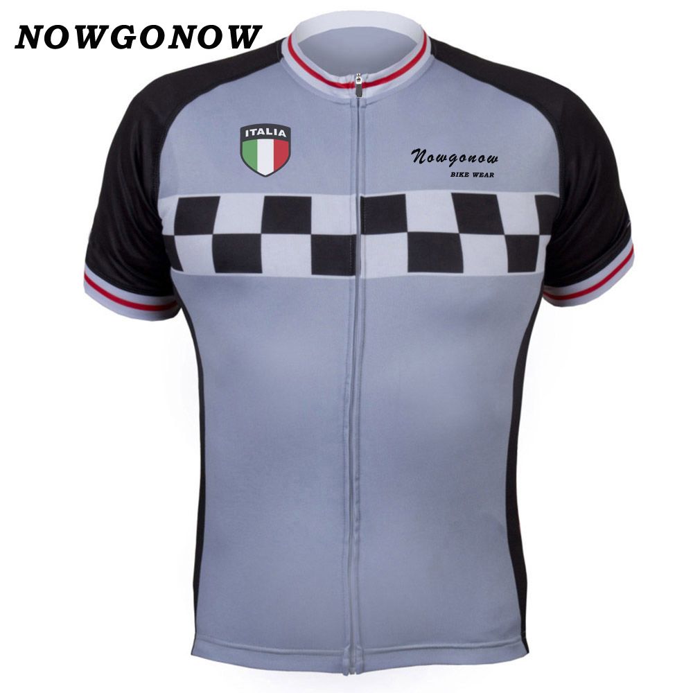 Men 2018 Cycling Jersey Italy Italian Team Gray Black Red Blue Clothing
