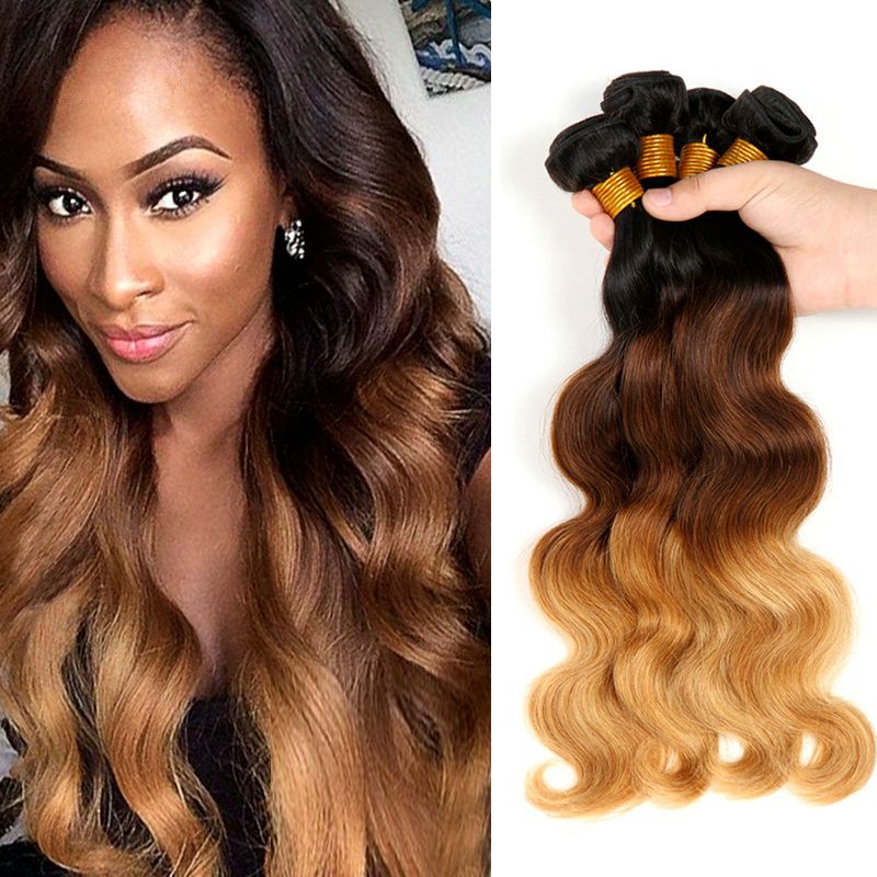 Three Tone Ombre Virgin Hair 3 Bundles 1b 4 27 Honey Blonde Ombre