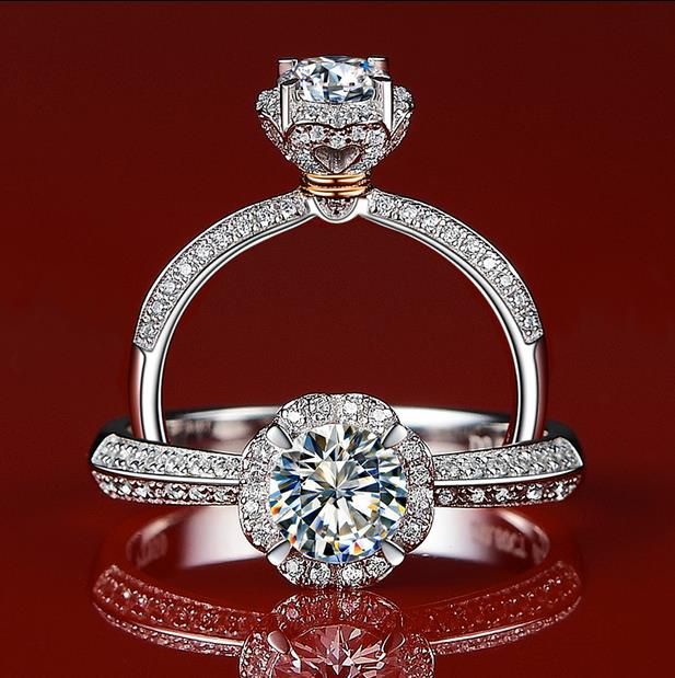 ForeverBeauty Bague à diamant en taille brillant avec 1CT en argent sterling 925 plaqué platine et bagues de fiançailles