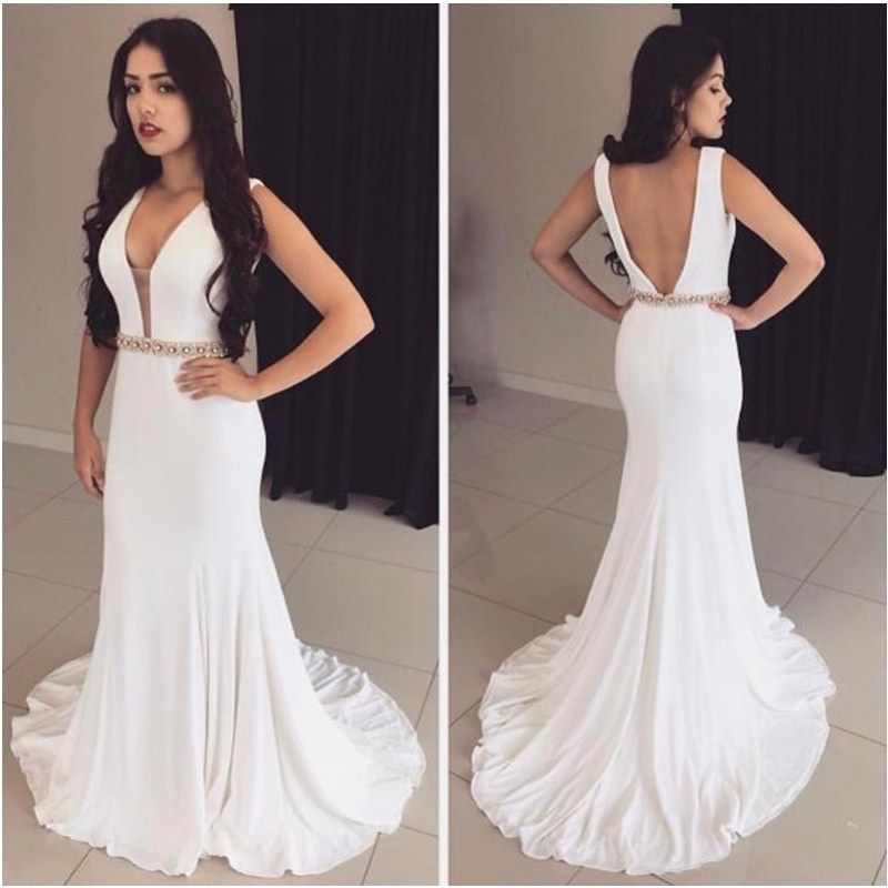 girls white prom dress