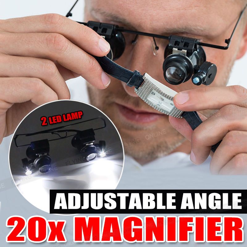 2020 New 20x Headband Magnifier Jewellers Magnifying Glass Head Eye Led