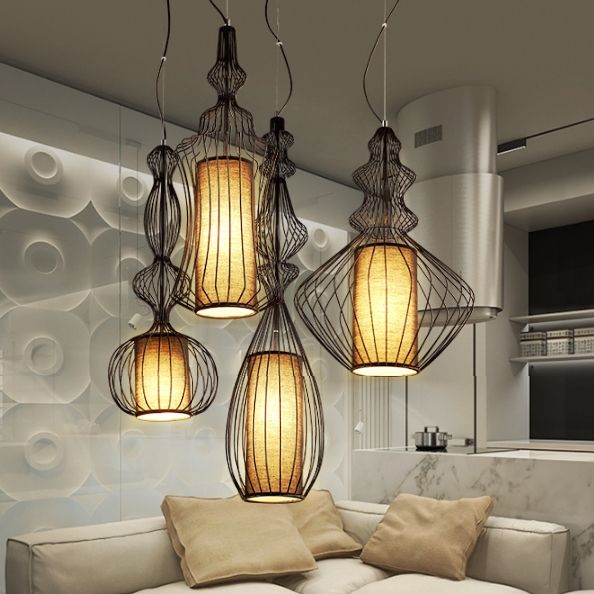 Led Big Nobles Modern Pendant Lamps White Black Bird Cage Hanging Led Big Nobles Modern Pendant Lamps White Black Bird Cage Hanging Lights Fixture European American Home Indoor Lighting Droplight