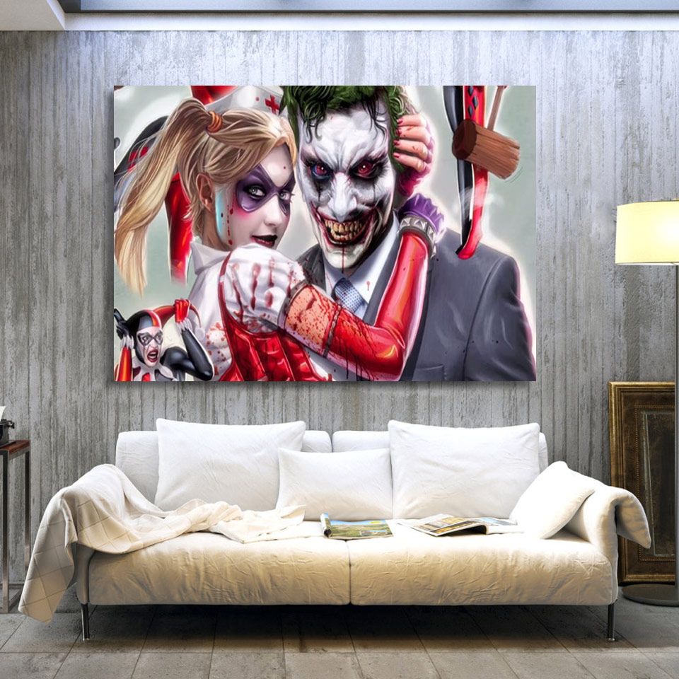 2019 Joker  Harley Quinn Comics Wall Art Canvas Pictures 