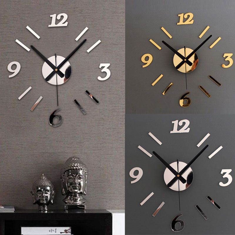 Whole Free Elegant Digital Wall Clock New Hot Home Decor Acrylic Quartz Mirror Modern Design Simple 3d Diy