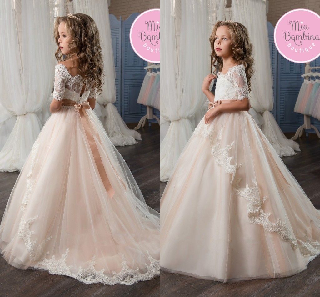 2017 Flower Girl Dresses Off The Shoulder Short Sleeves Lace inside Extraordinary Formal Wear For Girls you should Look