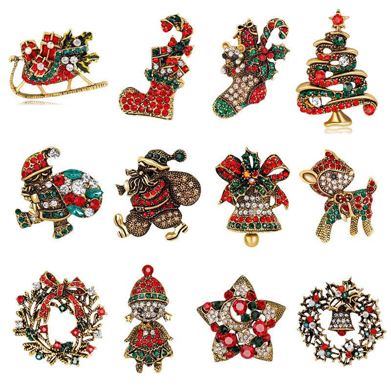 2020 Christmas Brooches New Arrival Rhinestone Crystal Brooches Jewelry