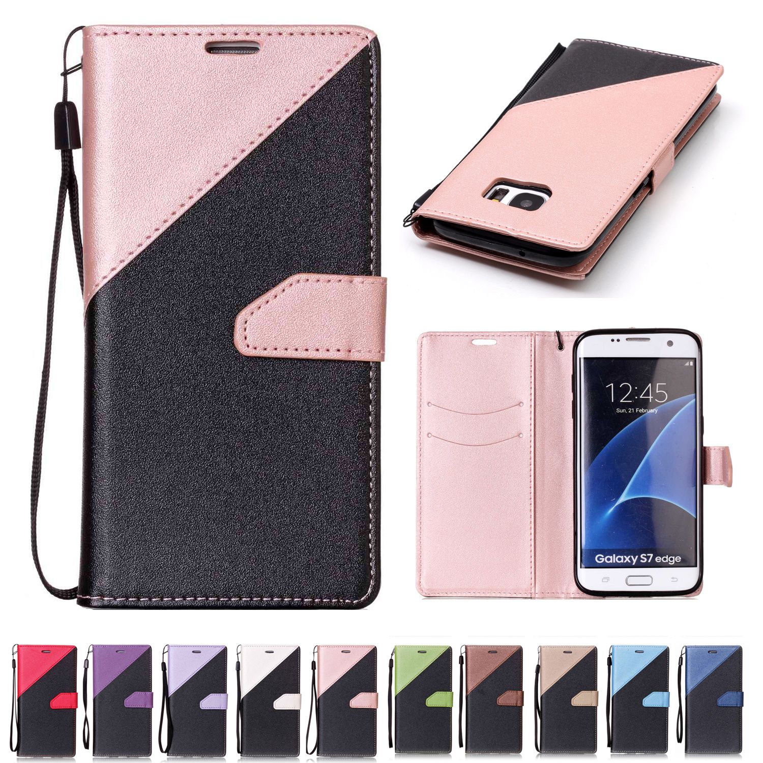 For Samsung Galaxy S7 Edge Wallets Cases Thick Pu Leather Case With For Samsung Galaxy S7 Edge Wallets Cases Thick Pu Leather Case With Card Slot Hand Strap Sand Beach Surface Design Customize Phone Cases Mobile Phone Case