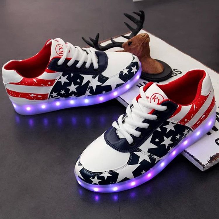34 44 Led Light Up Shoes For Women Usa Independence Day Blue White
