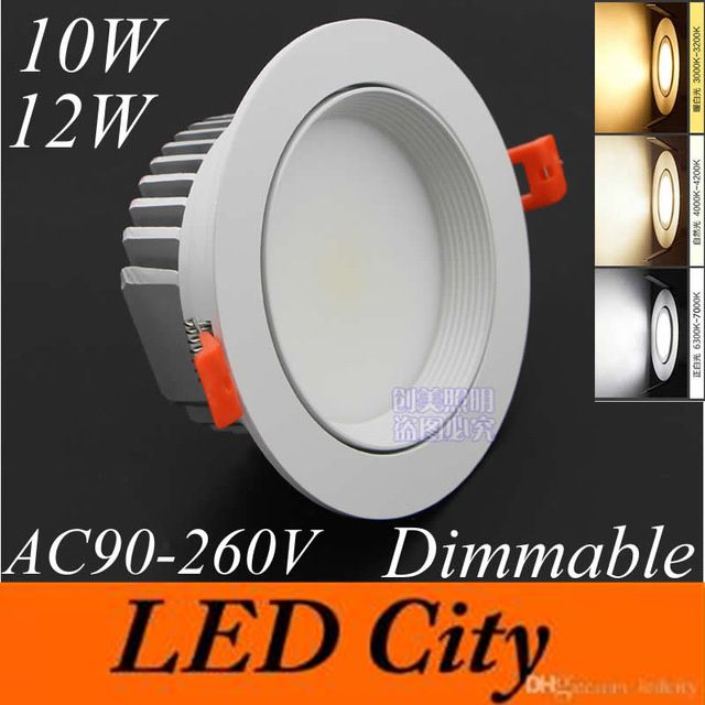 White Shell 10w 12w Cob Led Downlight Dimmable Led Recessed Lights Spot