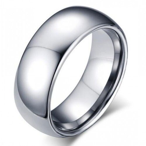 Classic Male Real Silver 18k White Gold Plated 8mm Titanium Steel