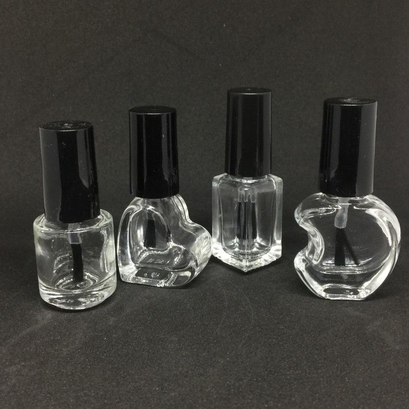 2021 5ml Glass Empty Nail Polish Bottle Heart Round Square Apple Shape