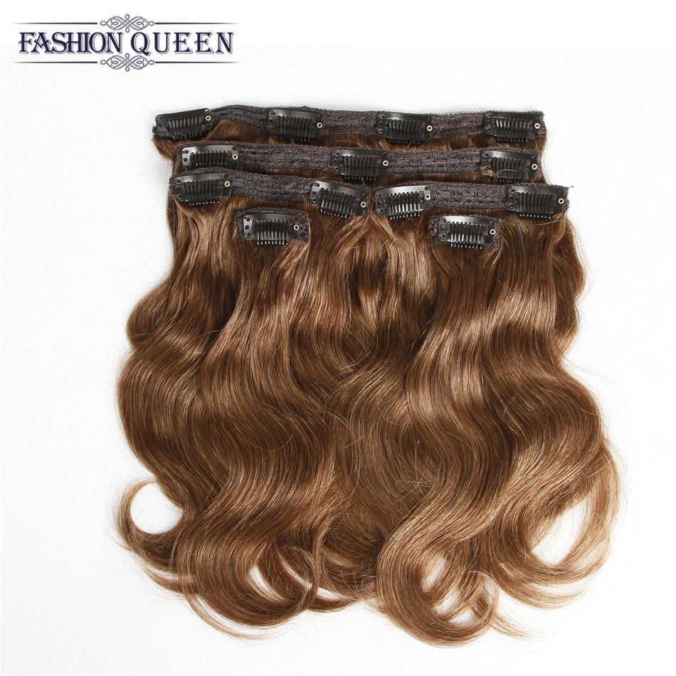 Brazilian Clip In Human Hair Extensions Body Wave Full Head Set