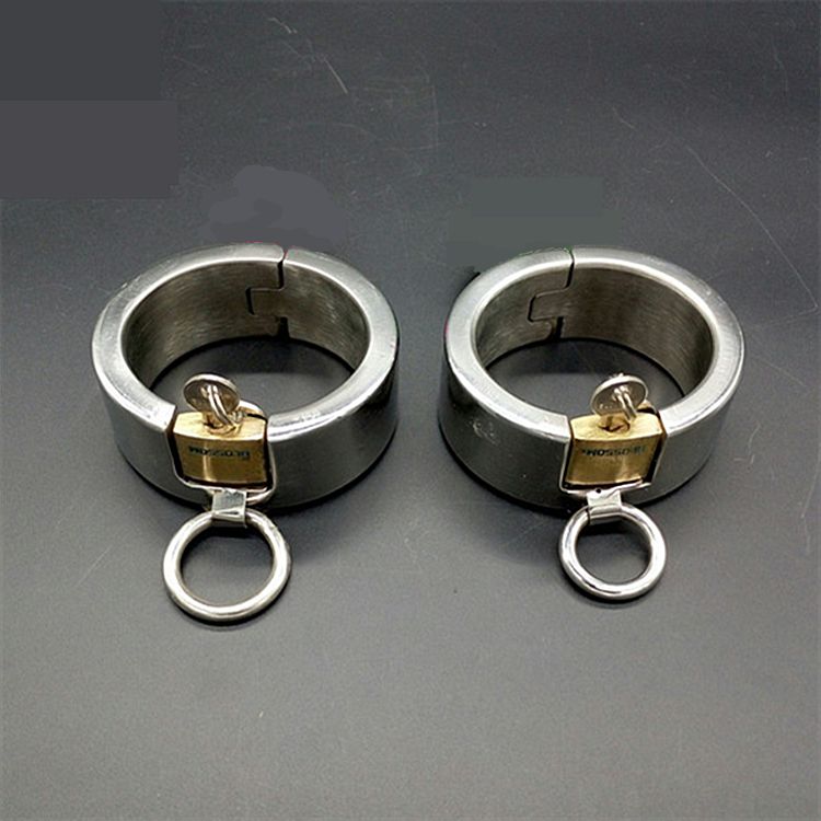 Heavy Duty Steel Chastity Devices Locking Bracelet Restraint Shackles