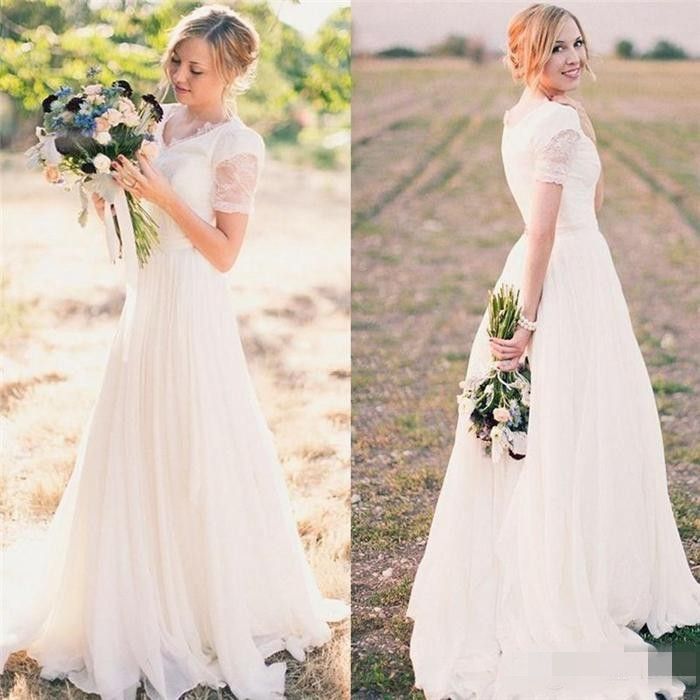 wedding dress with short sleevesimage
