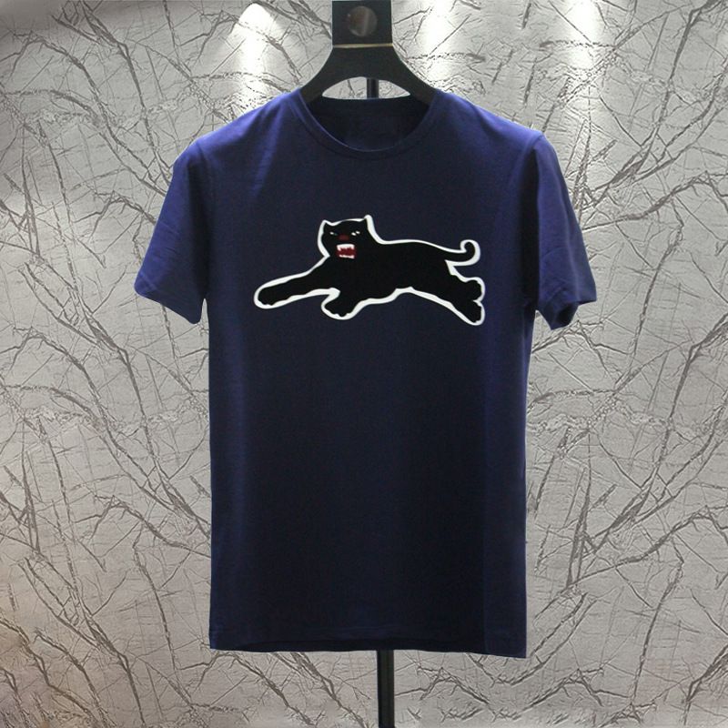 2017 Summer Luxury Brand High End Men Women T Shirt Panther Flocking T