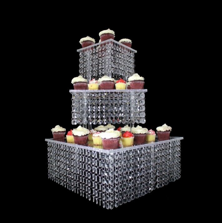 3 Tier Set 15 7 11 8 87 Square Shape Crystal Effect Acrylic Cake 3 Tier Set 15 7 11 8 87 Square Shape Crystal Effect Acrylic Cake Stand For Wedding Event Party Decoration Metal Chandelier