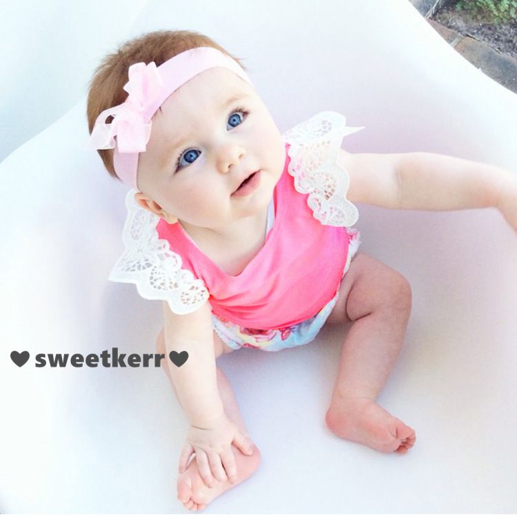 2018 Ins Baby Girls Lace Fly Sleeve Cotton Vest T Shirts Infant