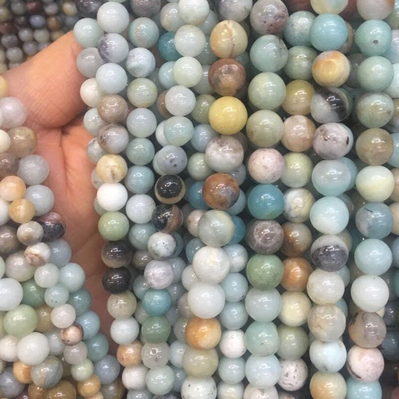 2019 Round Frost Mixed Color Amazonite Beads Natural Stone Beads DIY 