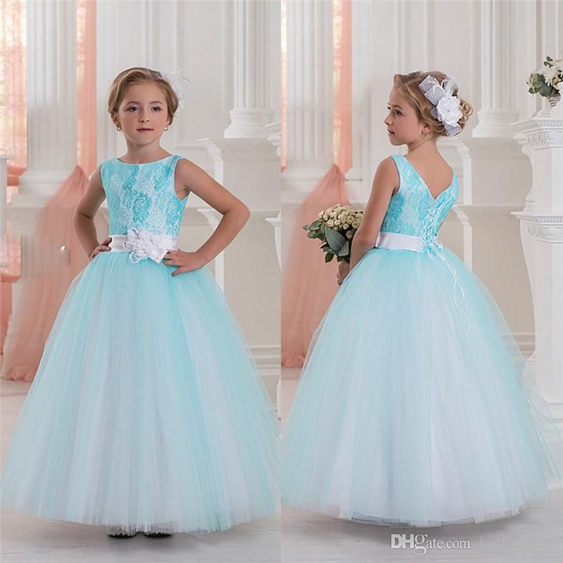 blue and purple flower girl dresses