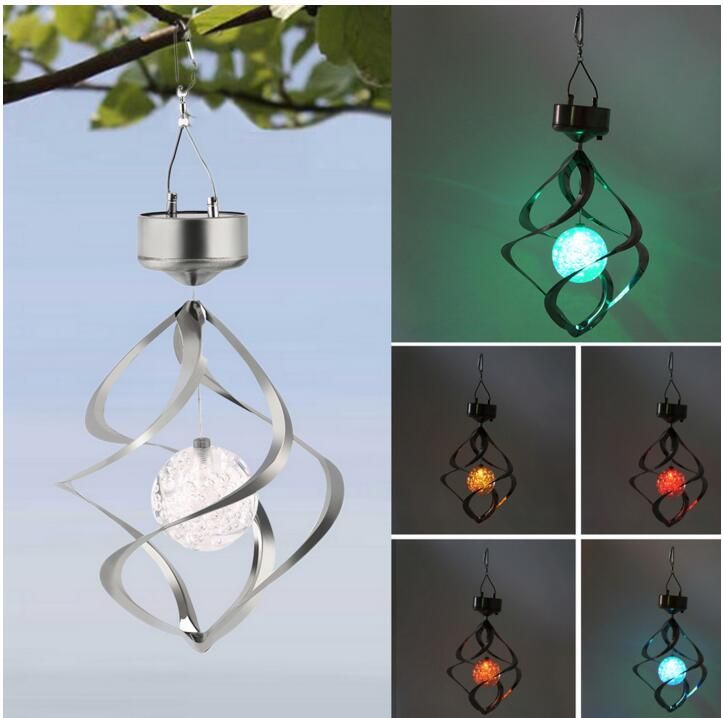 Hot Color Changing Solar Powered Led Wind Chimes Spinner Hanging Solar Lights For Garden Best Light Houses