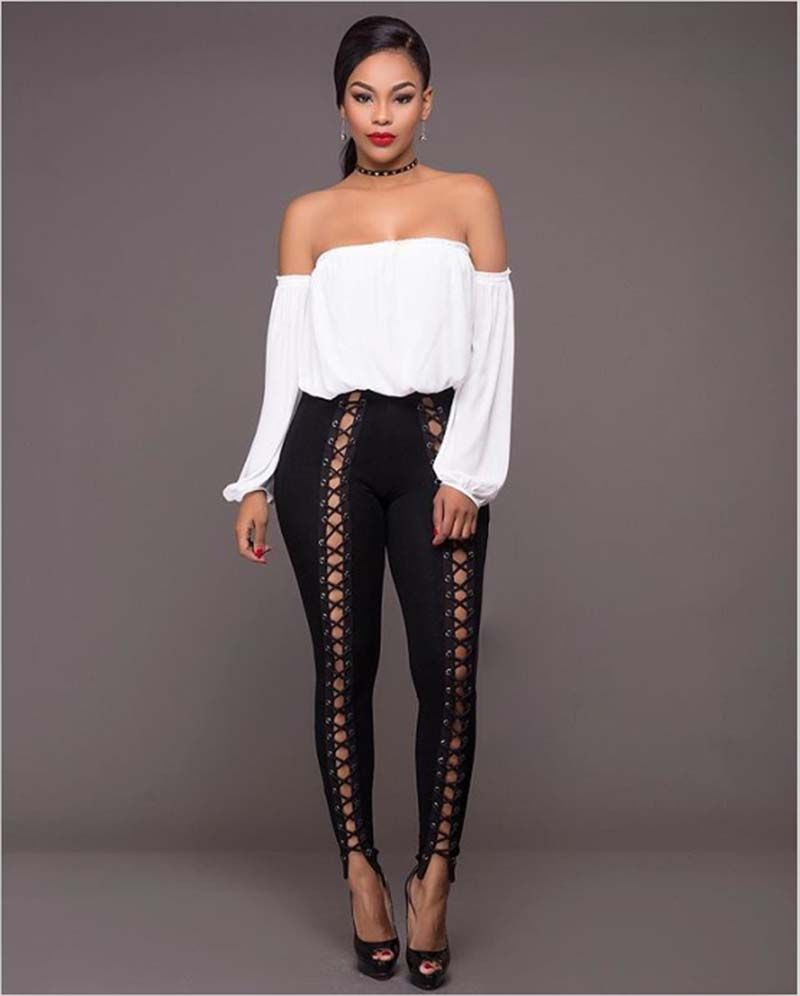 Compra Leggings De Mujer Pantalones Leggins Elásticos Ahuecados Ripped  Gothic Push Up Correa Cruzada Vendaje Delgado Negro Blanco Agujeros Sexy  Leggings Sólidos Barato | Entrega Rápida Y Calidad | Es.Dhgate