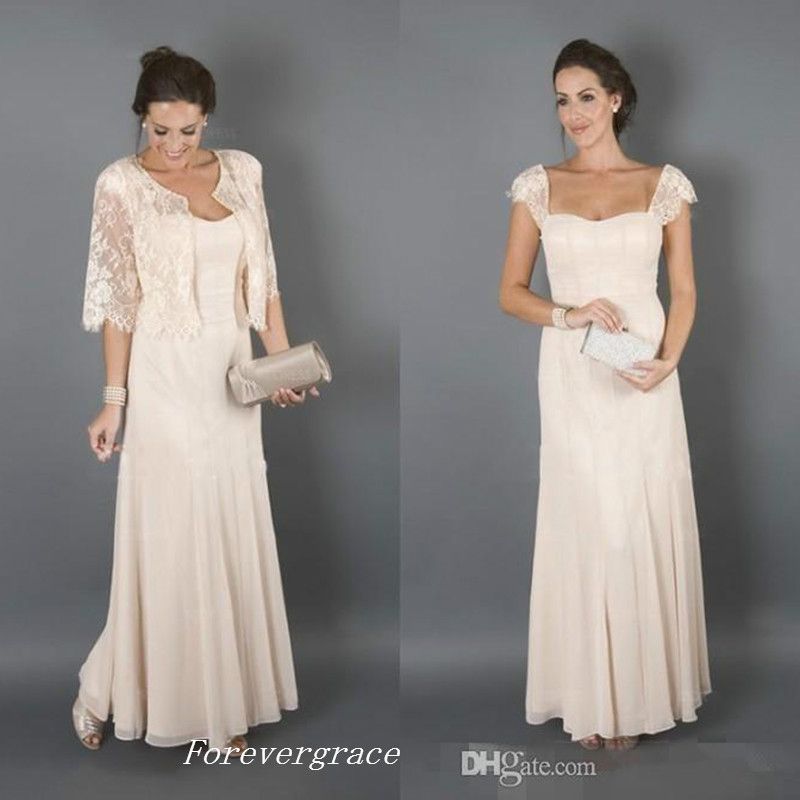 Elegant Champagne Colour With Jackets Mother Of The Bride Dresses ...