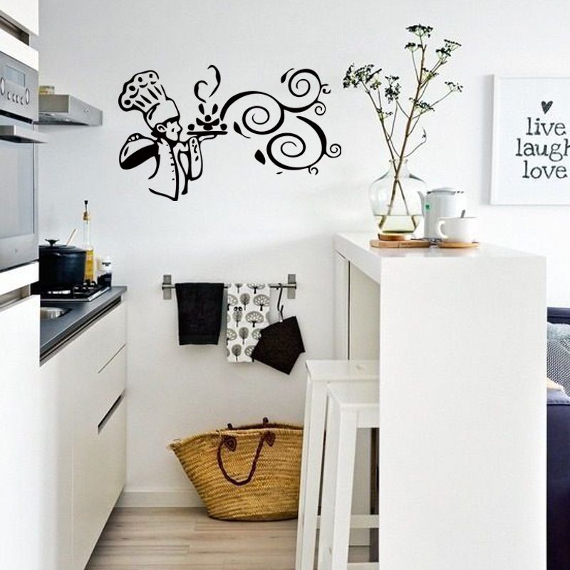 new style kitchen cook food quote wall stickers funny art dining
