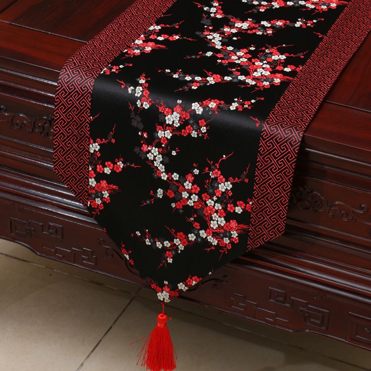 Compre Extra Largo Patchwork Seda De Lujo Satén Mesa Corredor Flores De