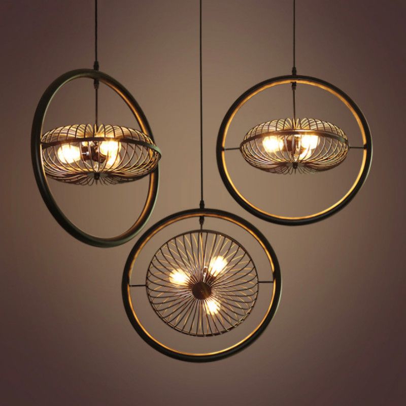 Retro Industrial Pendant Light Fans Designed 3 X E27 Edison Bulb Retro Industrial Pendant Light Fans Designed 3 X E27 Edison Bulb Lighting Vintage Wrought Iron Lamp Black Gold Finished Hanging Lamps