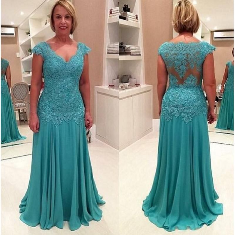compre por encargo turquesa madre del novio vestidos manga casquillo