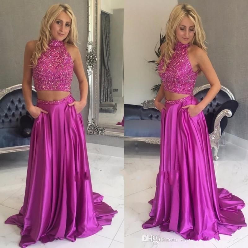 light purple two piece prom dress
