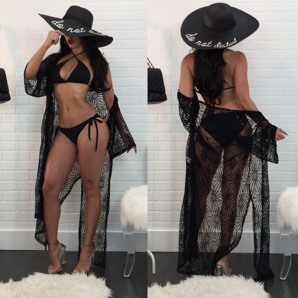 black bathing suit cover up