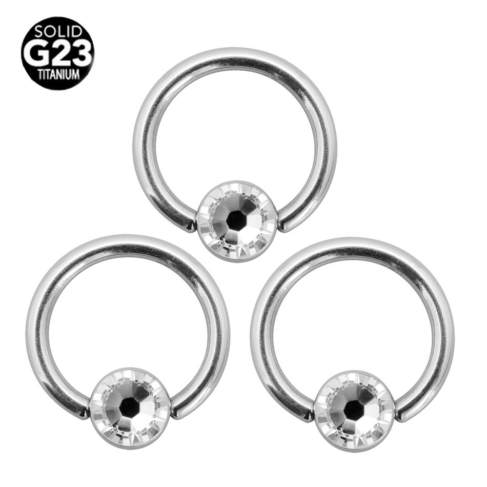 2017 16g G23 Titanium Septum Piercing Nose Ring Cbr With Flat Gem focus for Titanium Piercing