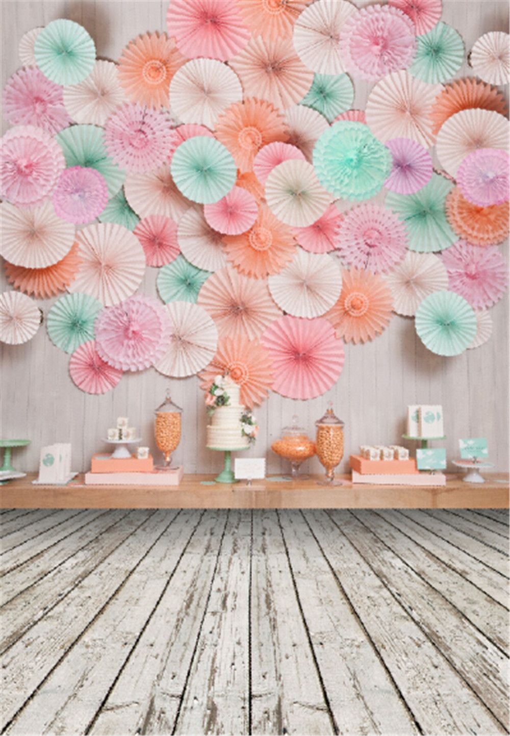 Digital Printed Paper Flowers Wall Photography Backdrop for Birthday