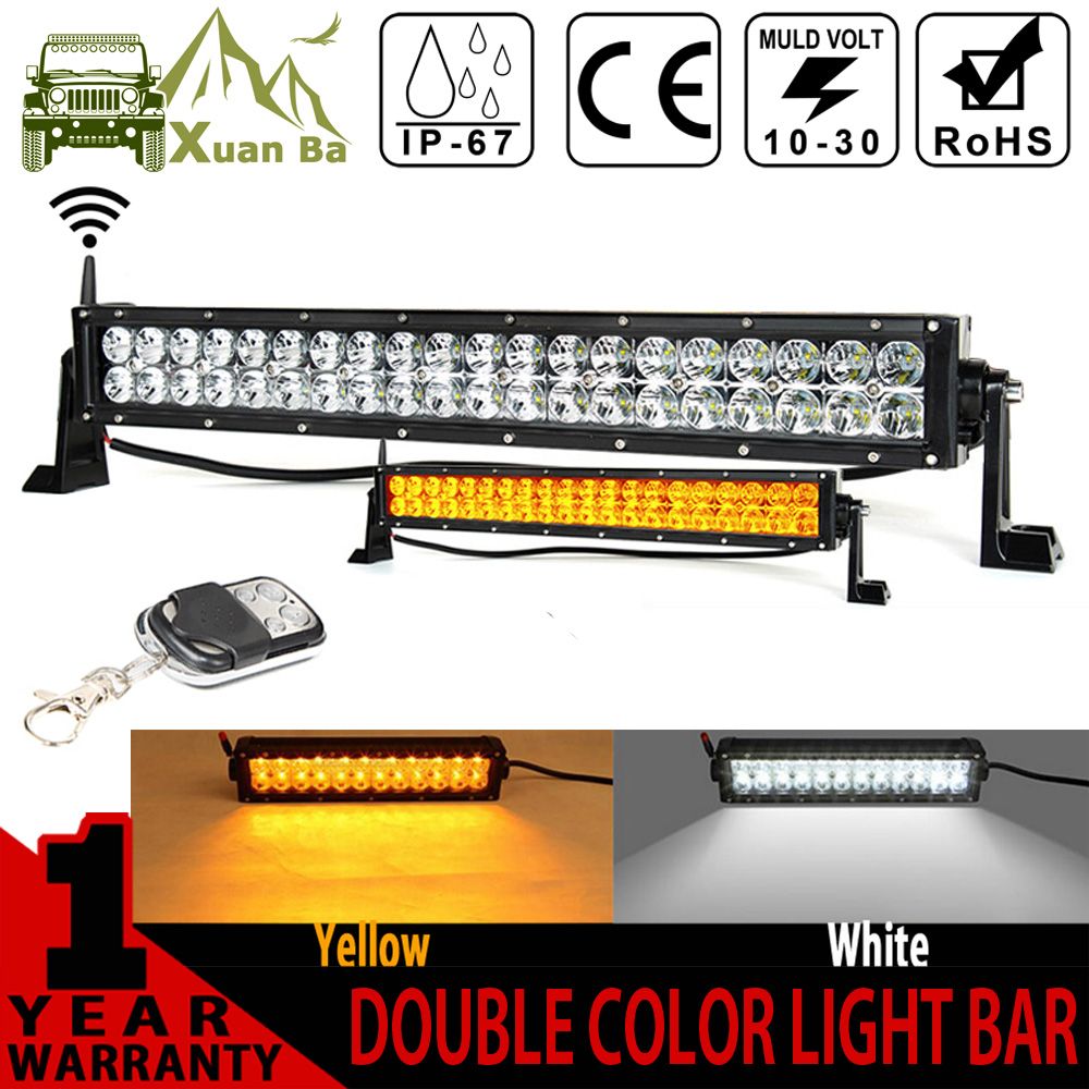 Xuanba 22 Inch 120w Cree Led Light Bar Wireless Remote Control Amber Xuanba 22 Inch 120w Cree Led Light Bar Wireless Remote Control Amber White Work Driving 180w 4x4 Offroad Barr 12v 24v Warning Flash Best