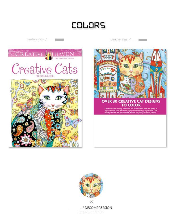 Creative Cats Coloring Books Adult Children Gifts 2017 New Arrival Secret Garden Series Painting Wholesale Decompression Drawing Book