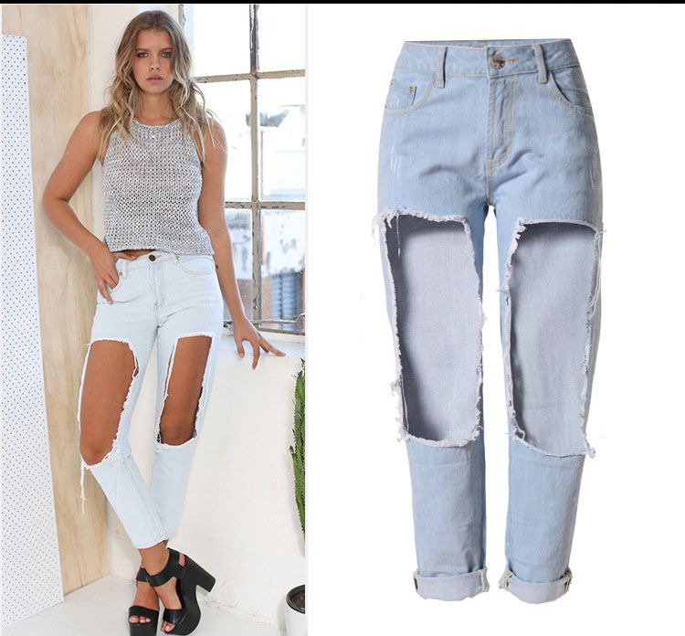 Aliexpress.com : Buy Streetwear Holes Loose Straight Pants