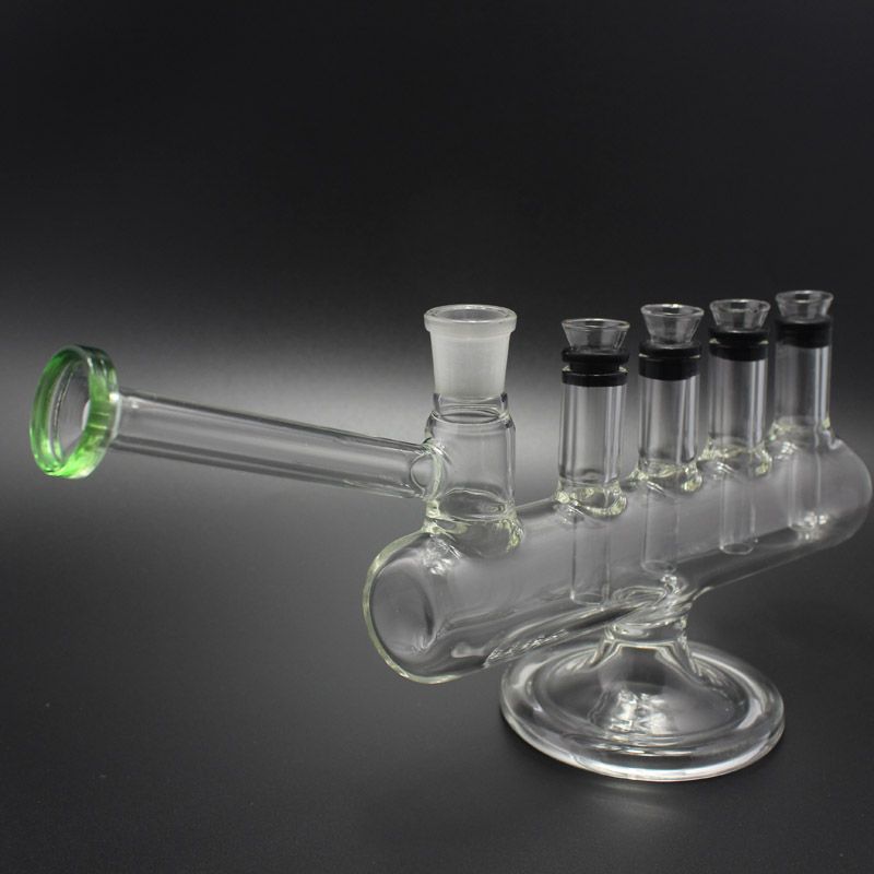 2021 Mini Menorah Glass Water Pipes With Four Glass Downstem Sliders