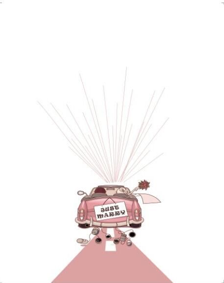 Pink Wedding Car Custom Fingerprint Signature Guest Book With Ink
