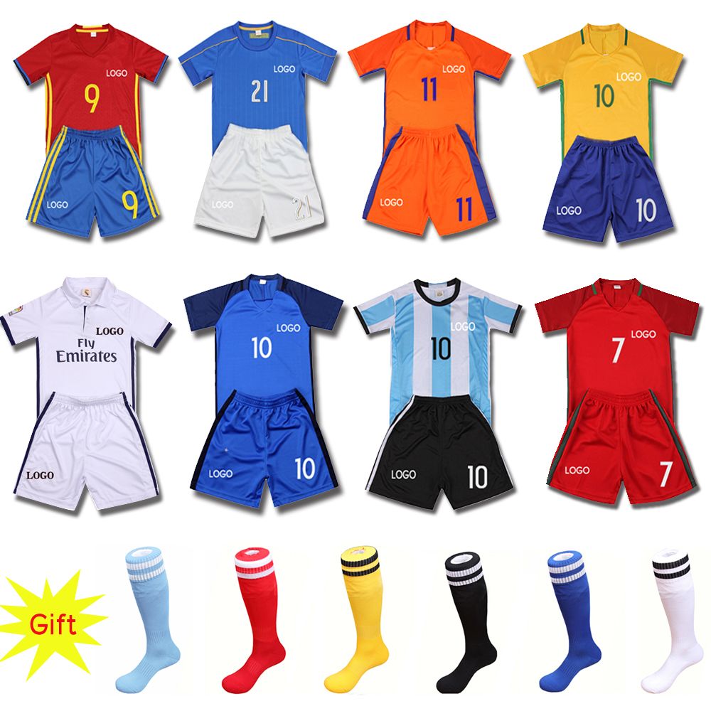 2019 2016/17 Messi 10 Home Kits Football Jersey Suit And Socks Soccer
