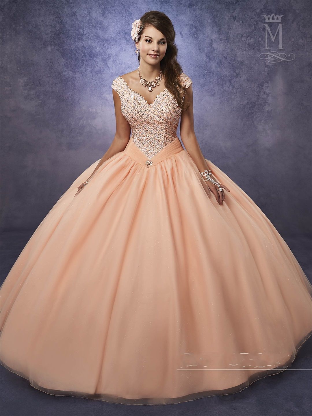 quinceanera dresses peach pink