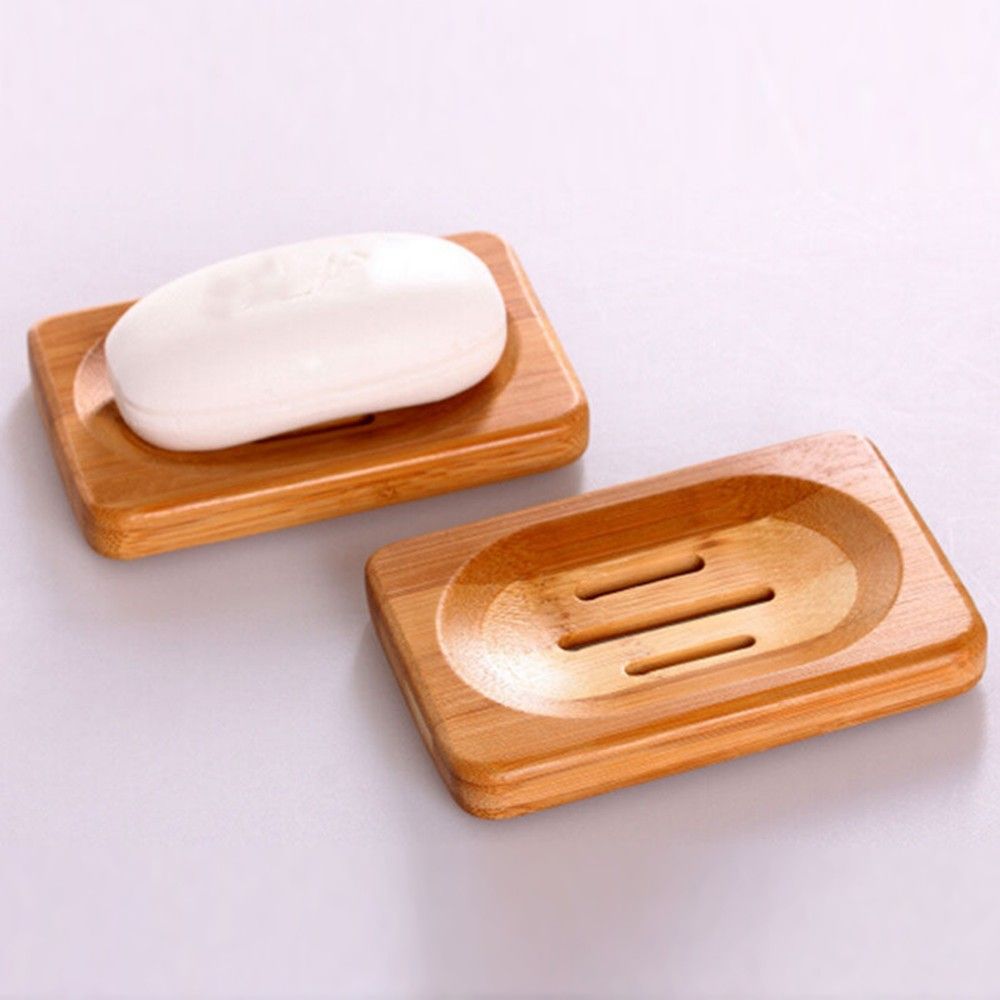 2020 Natural Bamboo Wooden Soap Dish Wooden Soap Tray Holder Storage