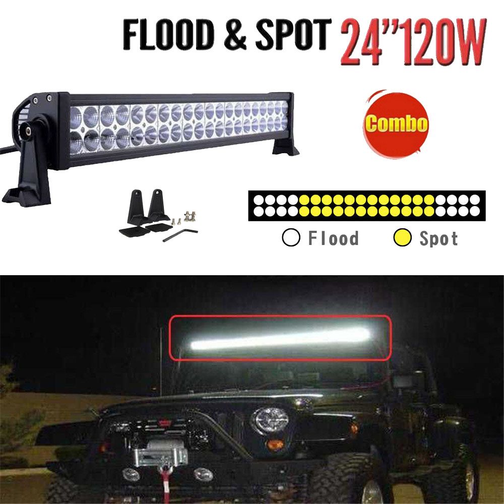 22 120W Combo Spot Flood LED Light Bar for Work Driving Boat Car Truck
