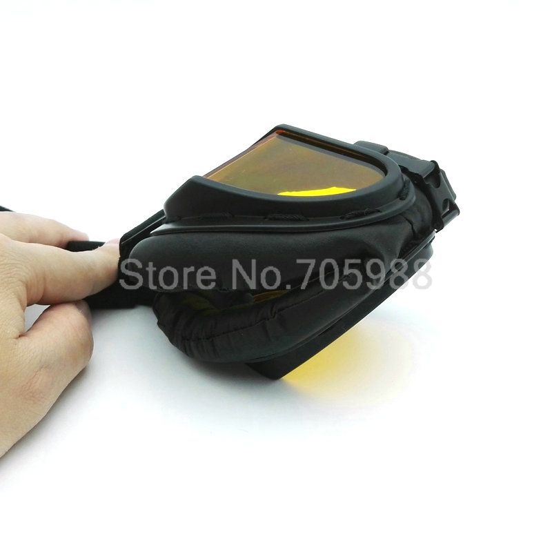 AMBER LENS WWII RAF VINTAGE PILOT MOTORCYCLE BIKER CRUISER HELMET BLACK GOGGLES From Goris, $10 ...